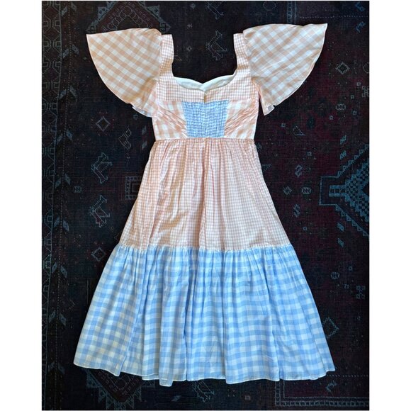 NWOT Prabal Gurung Sweetheart Neckline Midi Dress | Pink Blue Gingham Plaid sz 4 - Picture 3 of 11